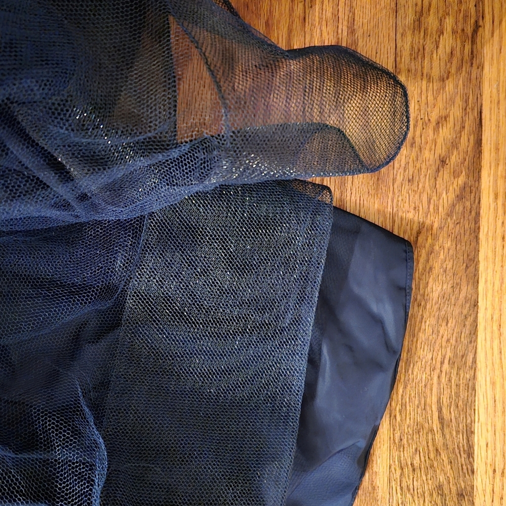 Marchesa Notte Bow Ruffle Taffeta Empire Ball Gown in Navy Size 10 - Picture 6 of 7